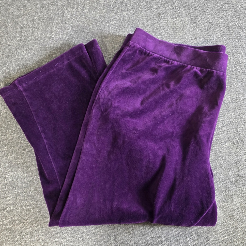 Lauren Ralph Lauren Purple Velour Wide Leg Lounge Pants 3X Cotton Blend